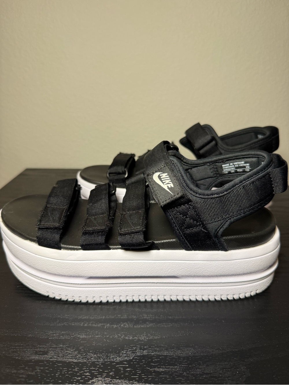 Nike Black & White Platform Strappy Sandals